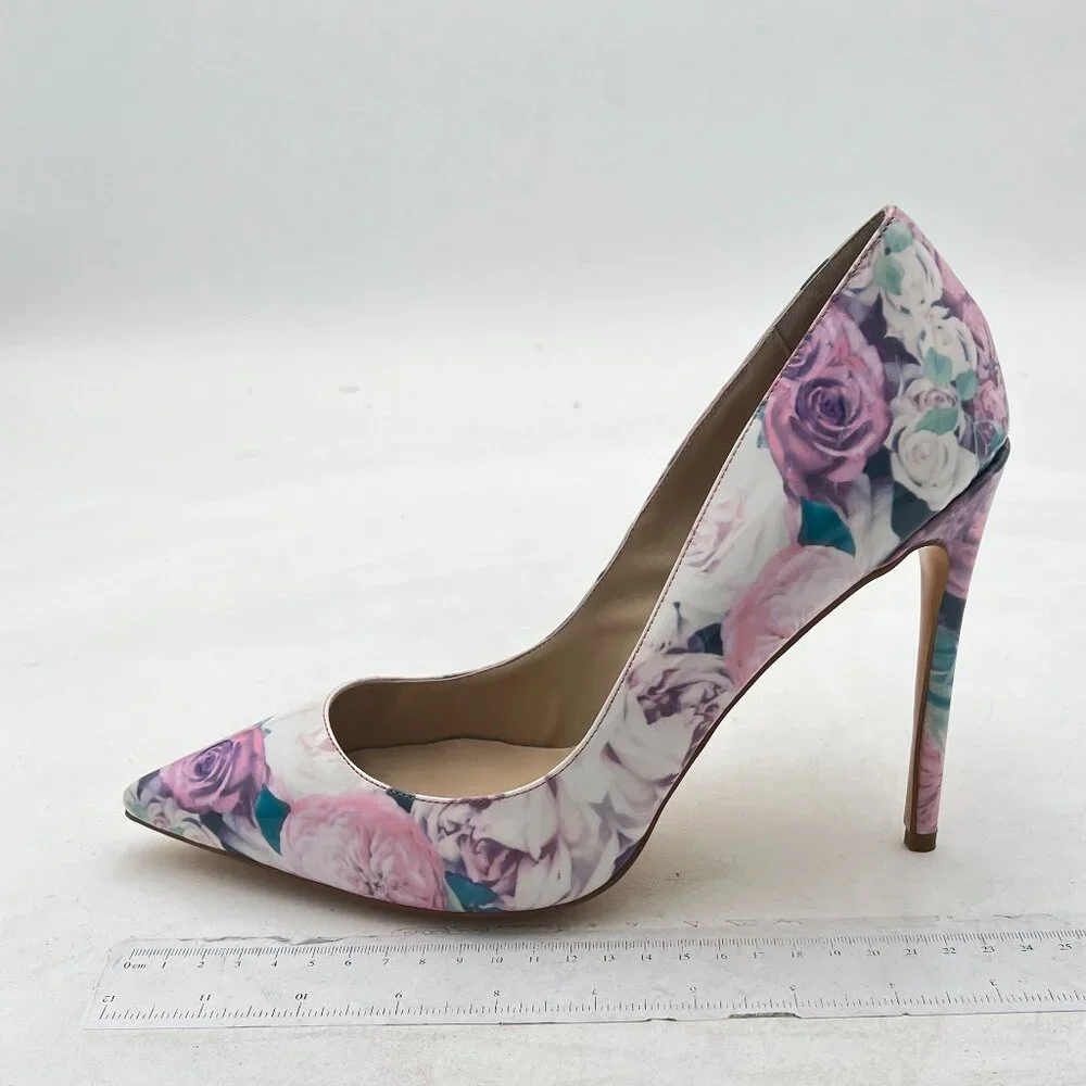 FSJ Women Fashion High Heel Pump Stilettos Pointy Toe Evening Party Dress Print
